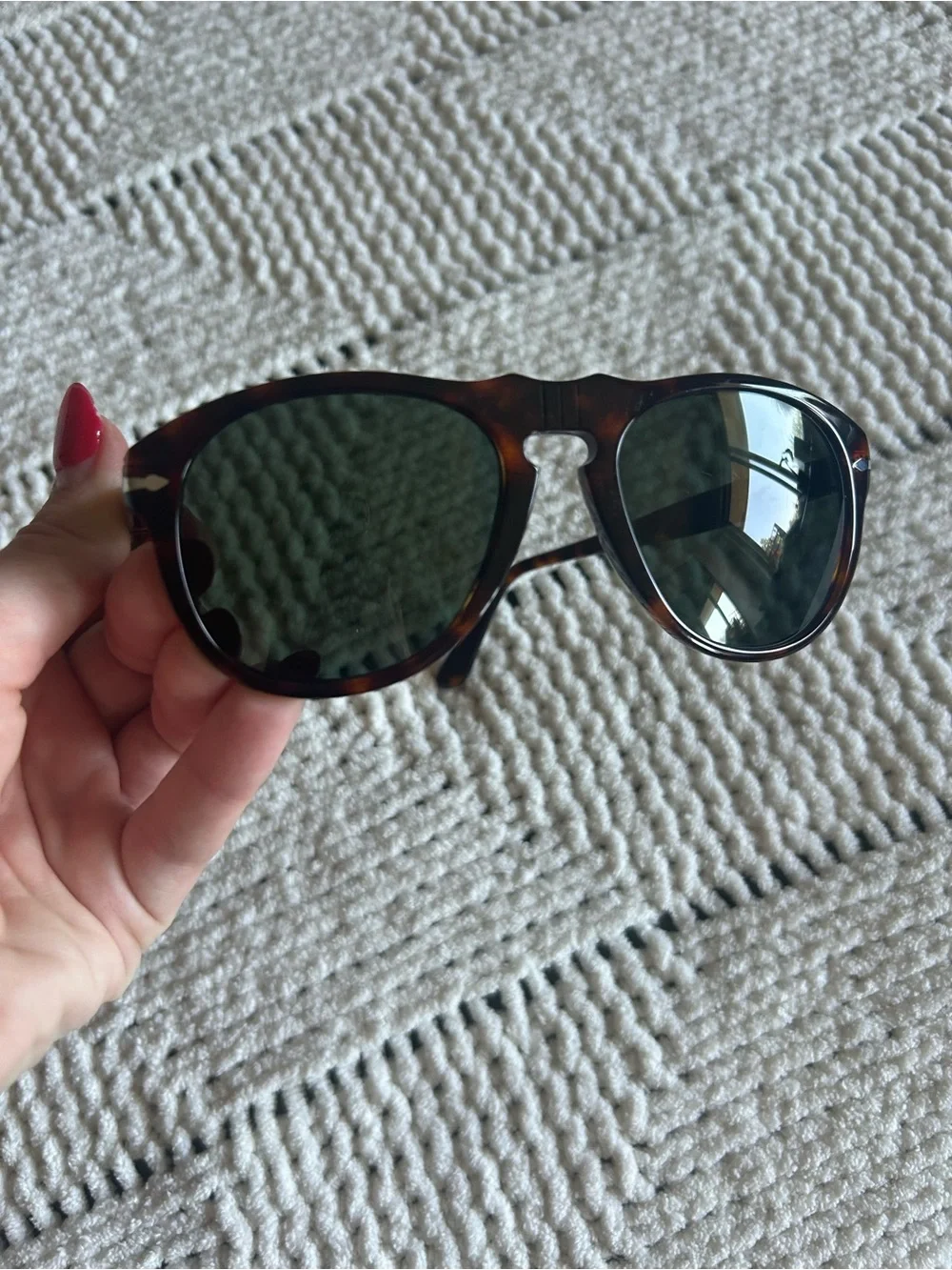 Persol Tortoiseshell Sunglasses with Dark Green Lenses